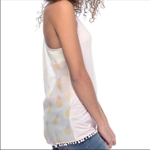 Zumiez Empyre XS Pineapple Print Pom Pom Fringe Pocket Tank Top - Picture 3 of 5